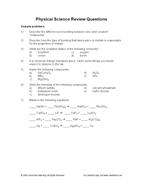 Printables 9th Grade Physical Science Worksheets physical science review questions 7th 9th grade worksheet lesson planet