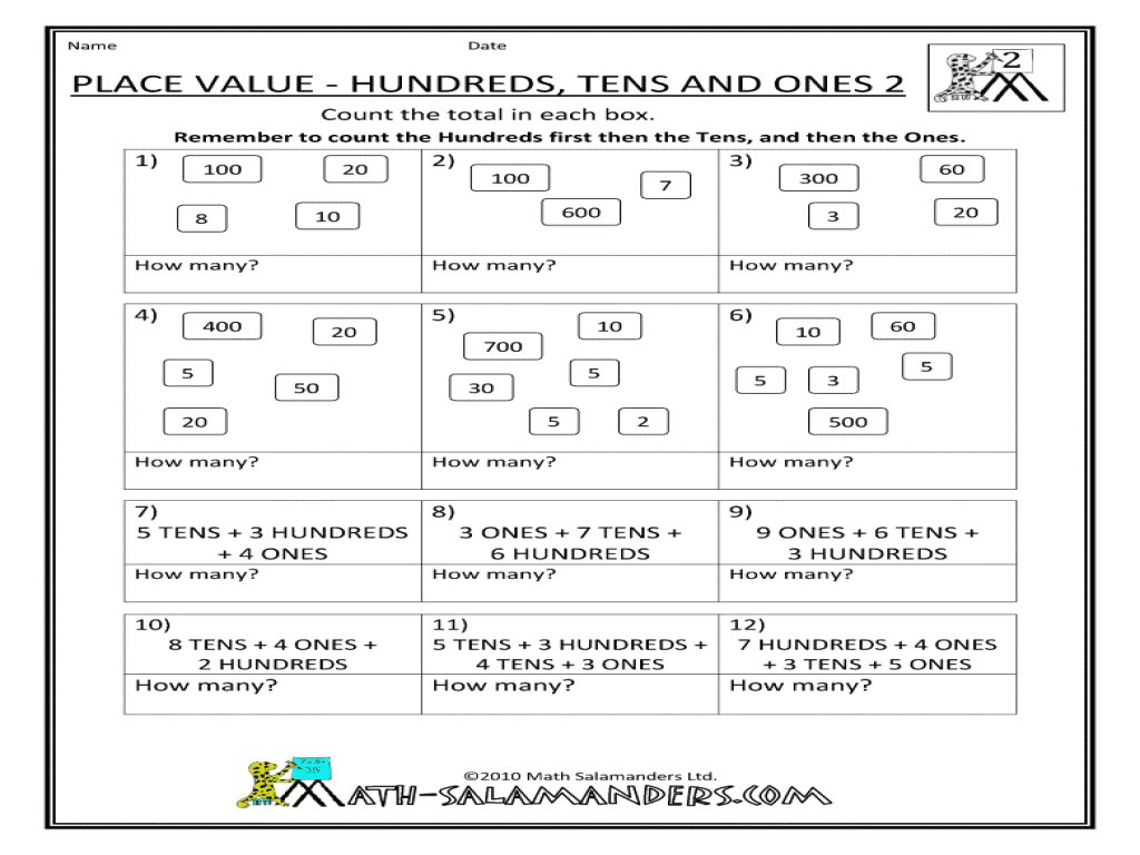 Worksheet Place Value Tens And Ones place value hundreds tens and ones count the balloons 2nd 3rd grade worksheet lesson planet