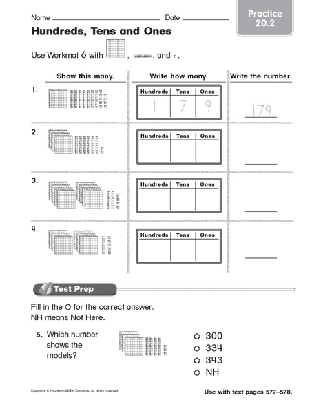 Worksheets Ones Tens Hundreds Worksheets place value worksheets ones tens hundreds value
