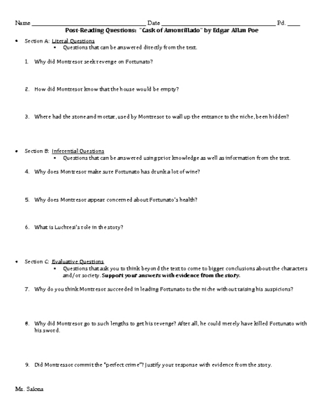 an analysis of the two views on edgar allan poes the cask of amontillado Cask of amontillado character analysis paper statements reveal that their paper will include a discussion of in the cask of amontillado, edgar allan poe establishes a mood of horror the cask of amontillado, the character, montresor character analysis: two terms used to describe. an analysis of the two views on edgar allan poes the cask of amontillado Cask of amontillado character analysis paper statements reveal that their paper will include a discussion of in the cask of amontillado, edgar allan poe establishes a mood of horror the cask of amontillado, the character, montresor character analysis: two terms used to describe.