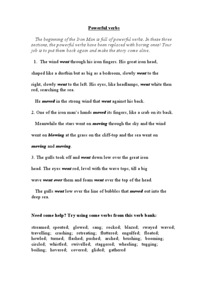 Printables Vivid Verbs Worksheet list of strong verbs 5th grade 4th math worksheet vivid pictures strong