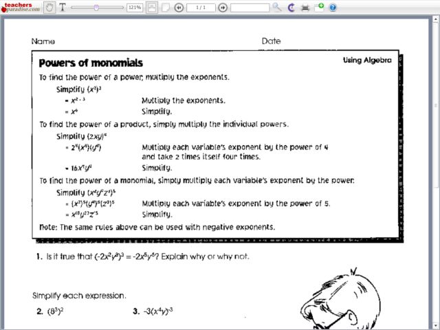 Powers Of Monomials Worksheet Rringband Powers Of Monomials Worksheet Answers Ukrobstep Com