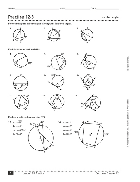 Printables Inscribed Angles Worksheet practice 12 3 inscribed angles 10th 12th grade worksheet lesson planet