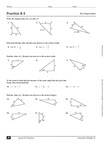 Printables Tangent Ratio Worksheet collection of tangent ratio worksheet bloggakuten practice 8 3 the 9th 11th grade worksheet