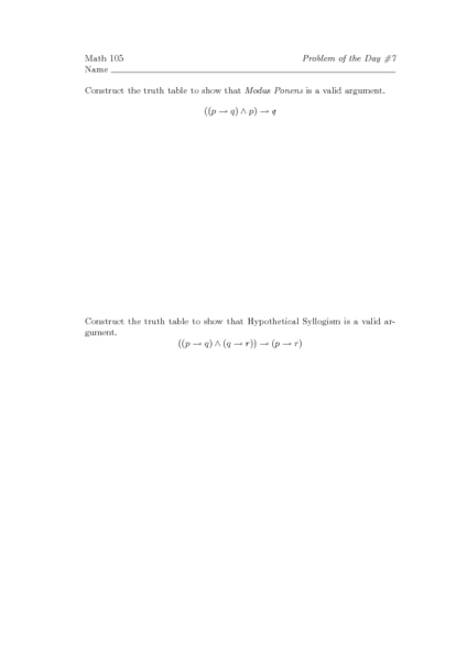 Worksheets Truth Tables Worksheet problem of the day truth tables 12th higher ed worksheet lesson planet