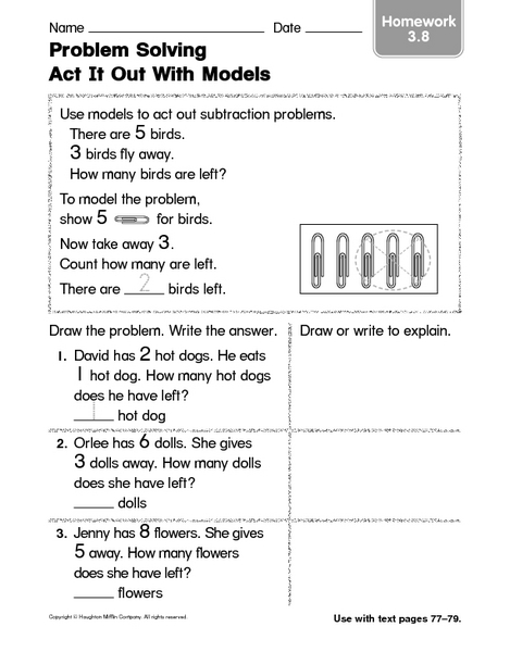 Kindergarten problem solving worksheets