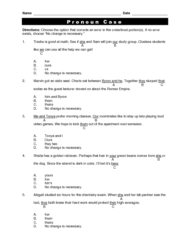 Printables Pronoun Case Worksheet pronoun case 7th grade worksheet lesson planet
