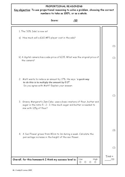 Printables Proportional Reasoning Worksheets proportional reasoning 7th 10th grade worksheet lesson planet