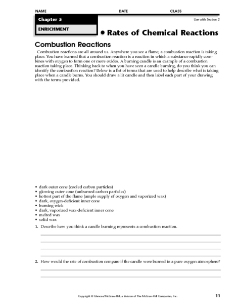 Printables Combustion Reactions Worksheet rates of chemical reactions combustion 8th 10th grade worksheet lesson planet