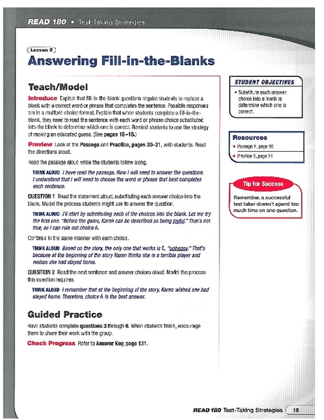 Printables Read 180 Worksheets read 180 worksheets pichaglobal test taking skills answering fill in the blanks 3rd