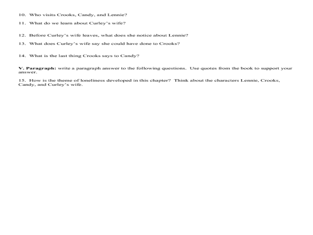 worksheet Of Mice And Men Worksheet reading study guide of mice and men chapter 4 8th 11th grade worksheet lesson planet