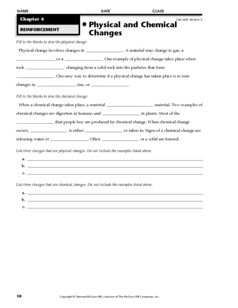 Printables Physical And Chemical Properties Worksheet 6th Grade printables chemical change worksheet safarmediapps worksheets physical properties fill in the blank form online and 5th grade