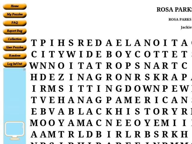 Printables Rosa Parks Worksheets rosa parks worksheet davezan story word search 6th 8th grade lesson