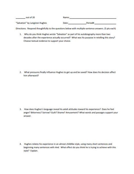critical essay on salvation by langston hughes critical essay on salvation by langston hughes