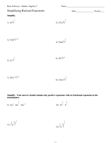Printables Simplify Exponents Worksheet simplifying rational exponents 9th 12th grade worksheet lesson planet