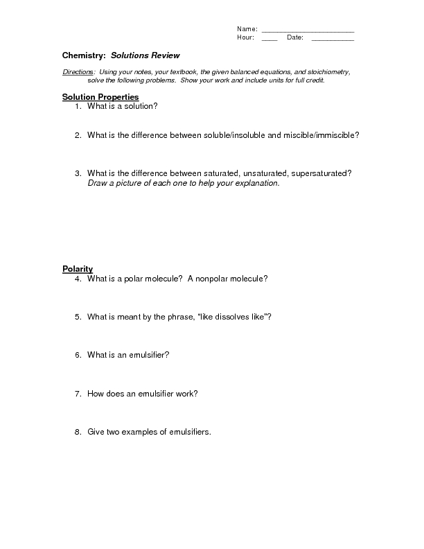 Worksheets Chemistry Review Worksheet Answers final review worksheet answer key chemistry 104 with duncan at university of wisconsin madison studyblue