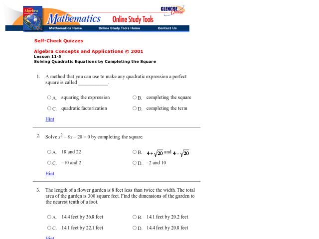 Solving Quadratic Equations By Completing The Square Worksheet Solving Quadratic Equations By Completing The Square Worksheet