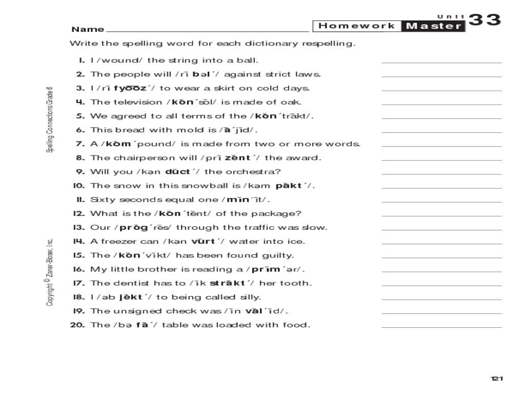 worksheet Dictionary Worksheet spelling connections grade 6 dictionary respellings 6th 7th worksheet lesson planet