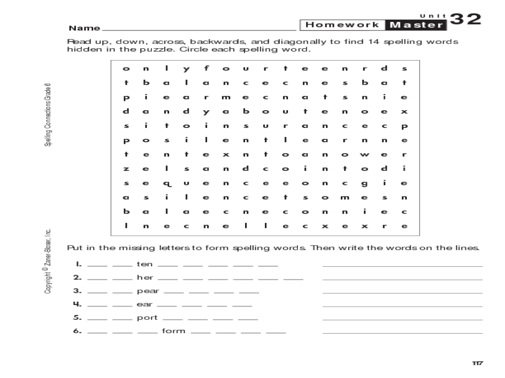 Homework help word search