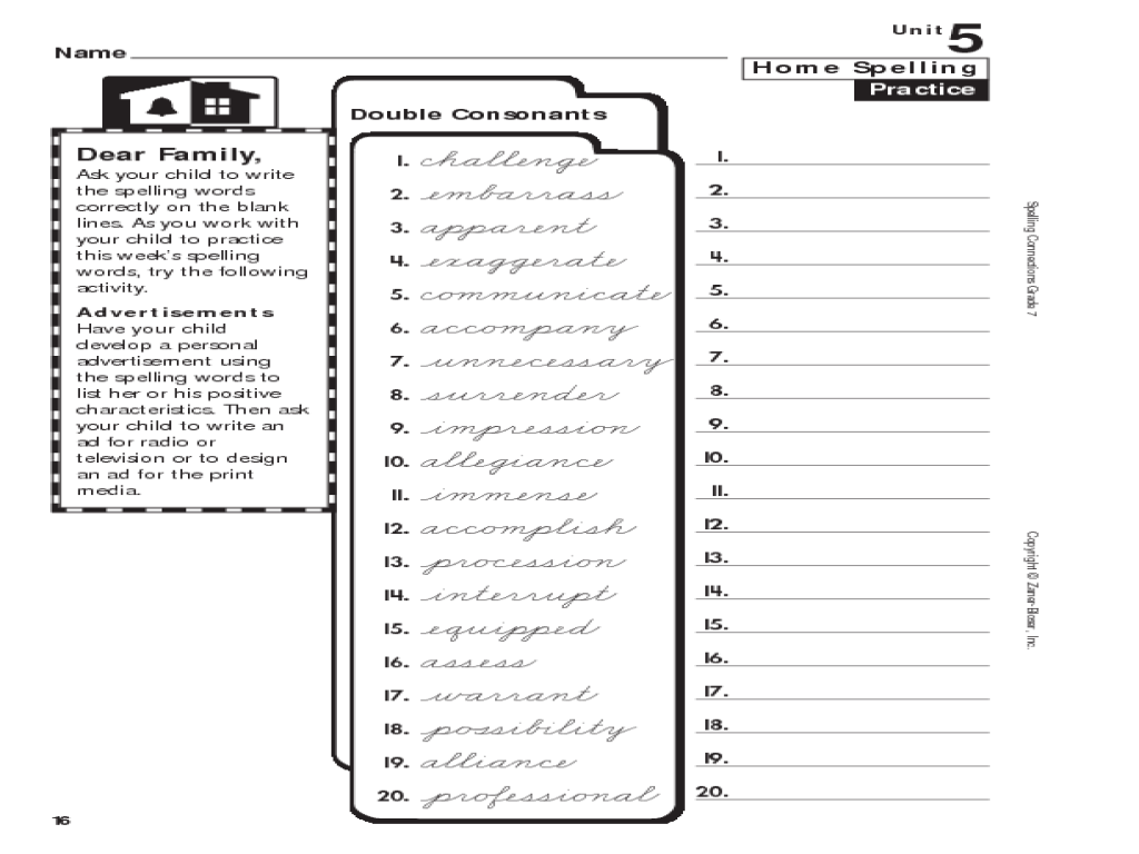 Printables Double Consonant Worksheets double consonant worksheets davezan spelling consonants 4th 5th grade worksheet lesson planet