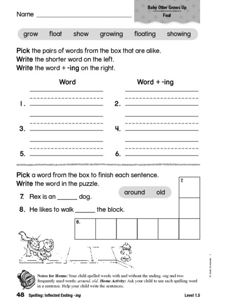 Printables Inflectional Endings Worksheet spelling inflected ending ing 1st 2nd grade worksheet lesson planet