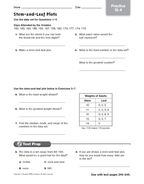 Worksheets Stem And Leaf Plot Worksheets stem and leaf plot worksheet high school intrepidpath worksheets for 6th grade the best most