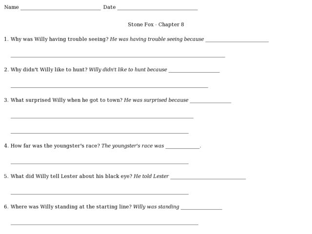 Printables Stone Fox Worksheets stone fox worksheets davezan