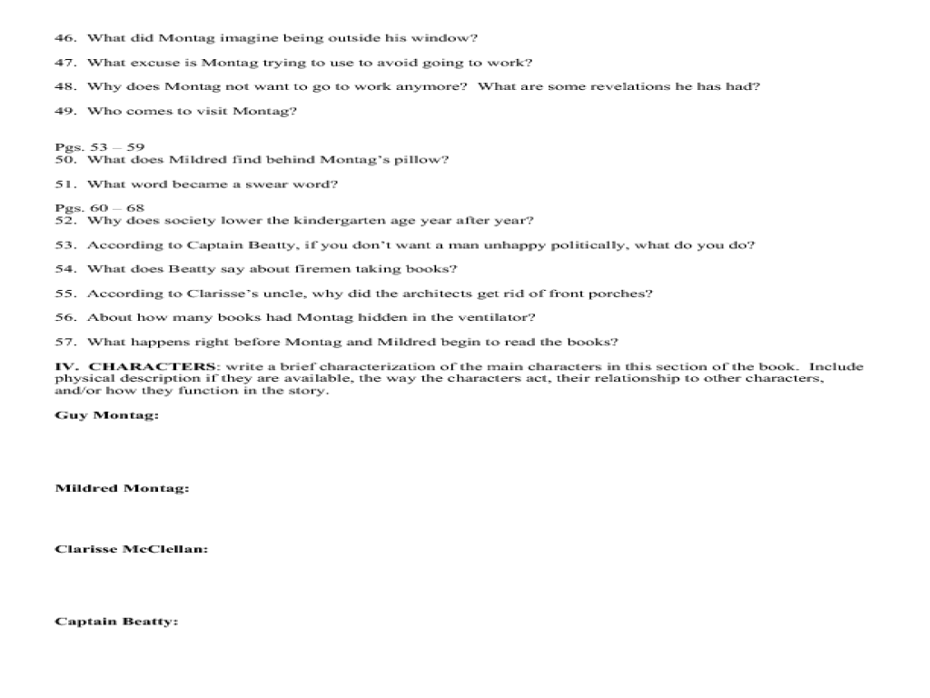 Printables Fahrenheit 451 Worksheets fahrenheit 451 worksheets davezan study guide quot the hearth and salamander 7th