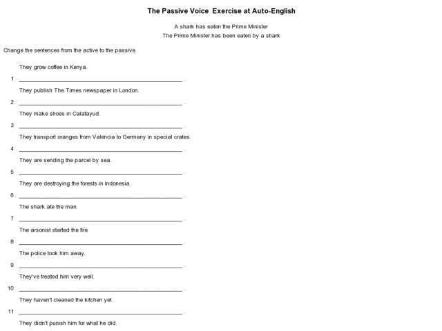 Worksheets Active And Passive Voice Worksheets With Answers the passive voice exercise 6th 10th grade worksheet lesson planet