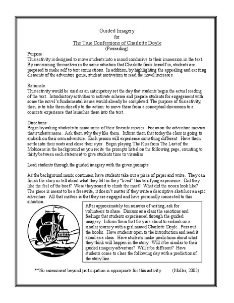 Printables Imagery Worksheets imagery worksheet davezan the true confessions of charlotte doyle guided 7th 8th