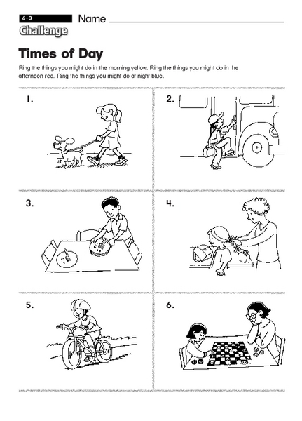 time of day worksheet