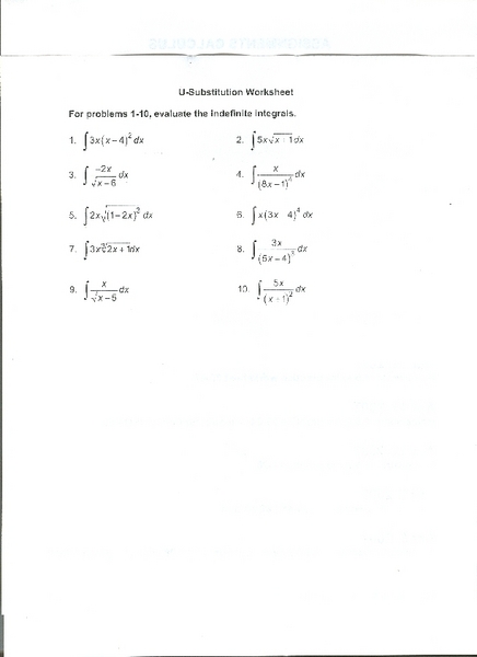 Printables U Substitution Worksheet u substitution worksheet 10th 12th grade lesson planet