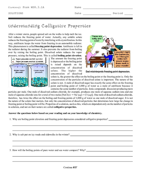 Worksheet Colligative Properties Worksheet understanding colligative properties 9th 12th grade worksheet lesson planet