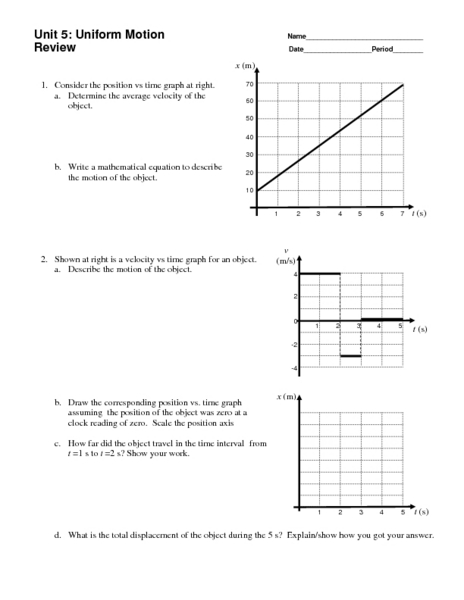 Printables Graphing Motion Worksheet motion graphs worksheet davezan uniform 10th higher ed lesson planet
