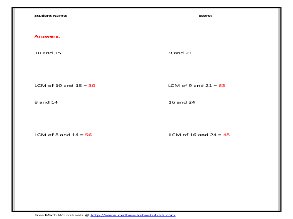 Free Worksheet Lcm Worksheet using the factor tree to find lcm 4th 6th grade worksheet lesson planet