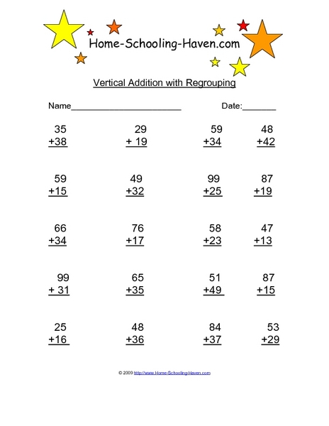 Addition Worksheets addition worksheets horizontal : Vertical Addition Worksheets Without Regrouping - Intrepidpath