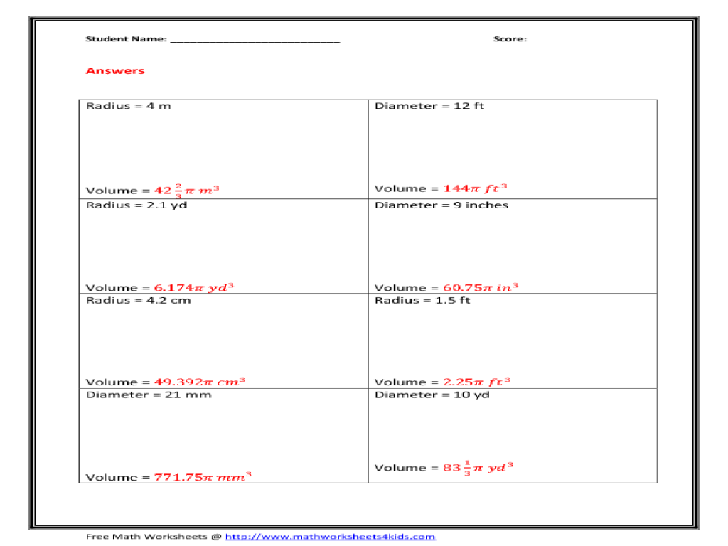 Worksheet Volume Of Spheres Joindesignseattle Worksheet Volume Of Spheres Hemisphere 8th 12th Grade Lesson Planet