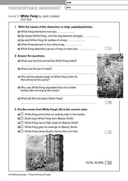 Worksheets White Fang 8th Grade white fang by jack london exit test 6th 8th grade worksheet lesson planet