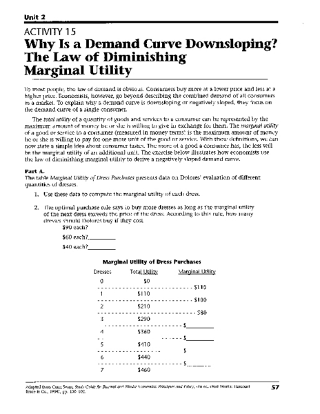 Worksheets Demand Curve Worksheet demand curve worksheet rupsucks printables worksheets why is a downsloping the law of diminishing marginal utility