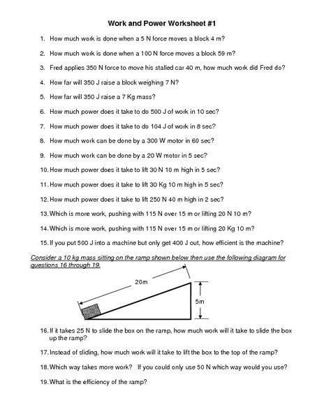 Worksheets Work Energy And Power Worksheet Answers work energy and power worksheet answers questions tutor 4 physics