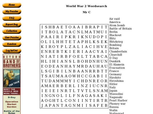 World War 2 Worksheets Worksheet World War 2 Wordsearch 9th 12th Grade Worksheet Lesson Planet