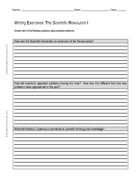 Printables Scientific Revolution Worksheet writing exercises the scientific revolution i 7th 9th grade worksheet lesson planet