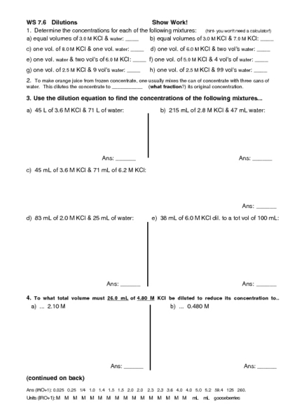 Printables Dilutions Worksheet ws 7 6 dilutions 10th 12th grade worksheet lesson planet
