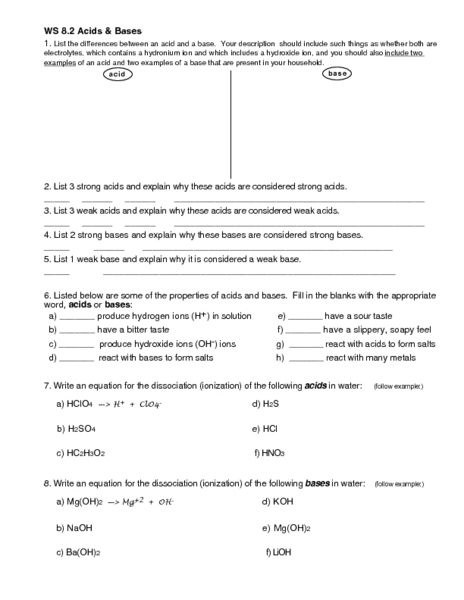 Worksheets Properties Of Acids And Bases Worksheet of acids and bases worksheet karibunicollies properties karibunicollies