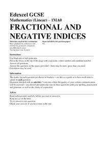 fractional and negative indices assessment for th th grade fractional and negative indices assessment