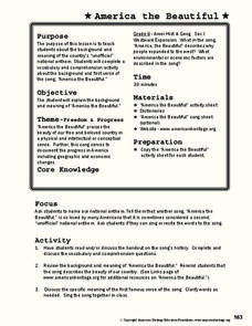 The us the Interesting Lesson Ideas Worksheets Lesson World picture about America the Beautiful Lyrics Printable named The us the Eye-catching Lesson Packages Worksheets Lesson Environment