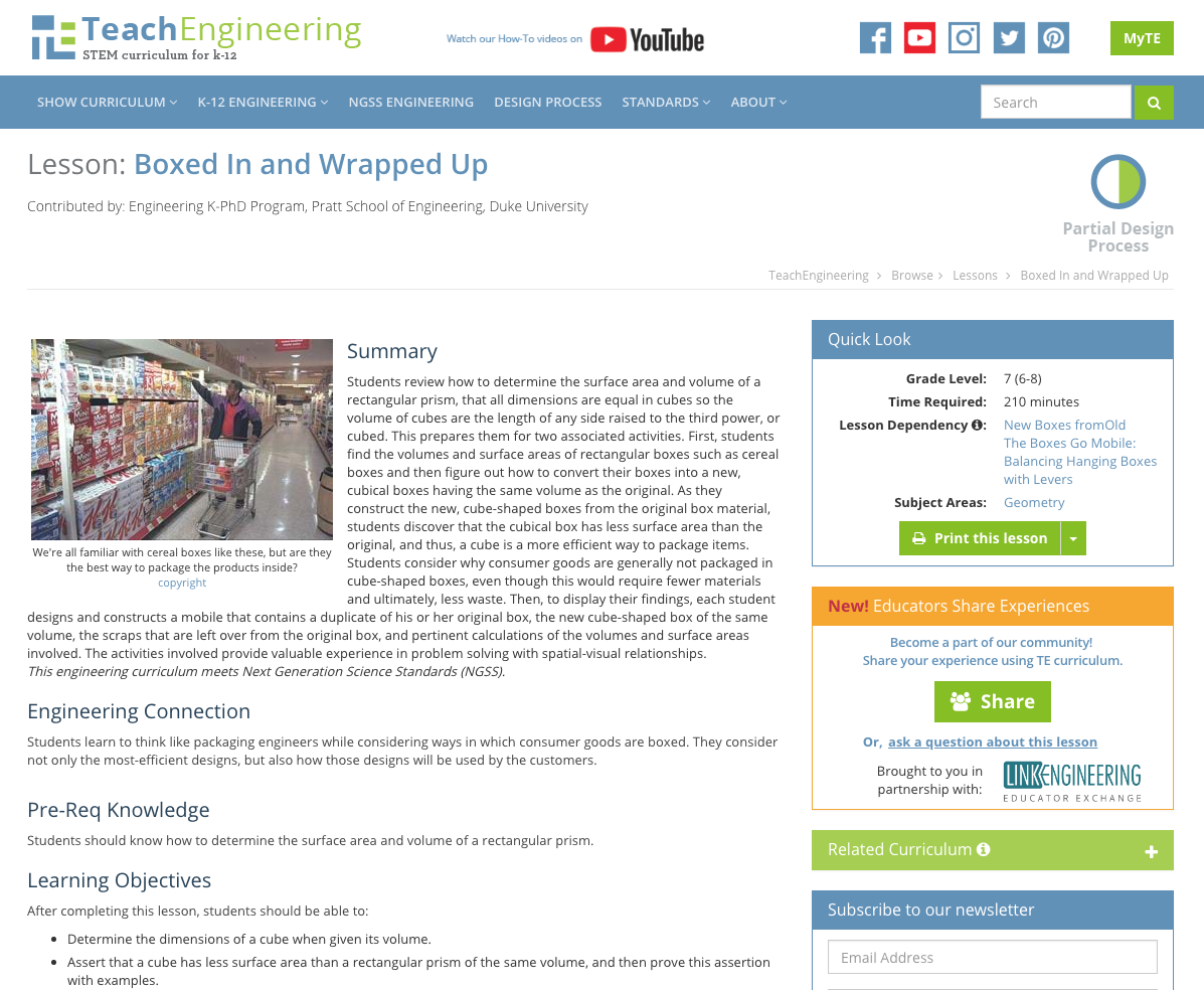 Boxed In and Wrapped Up Lesson Plan for 6th 8th Grade Lesson