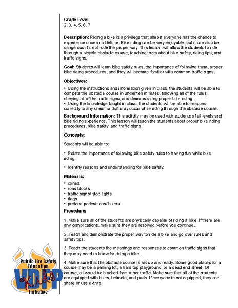 bike safety lesson plan for 2nd 7th grade lesson planet