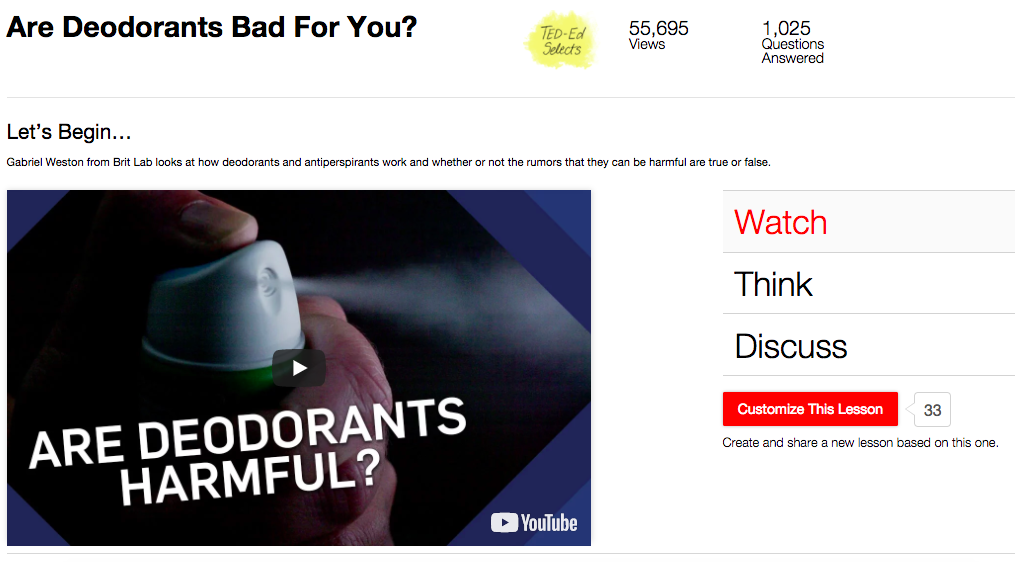 Are Deodorants Bad For You? Instructional Video for 7th 12th Grade