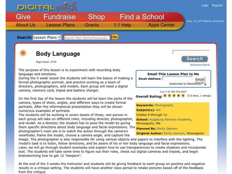 Body Language Lesson Plan for 9th 12th Grade Lesson